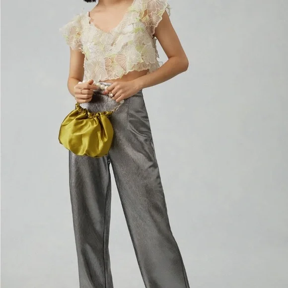 By Anthropologie Sheer Appliqué Top - Picture 2 of 7